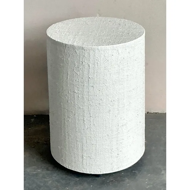 Vintage Boho Painted Grasscloth Side Table — additional photo 1