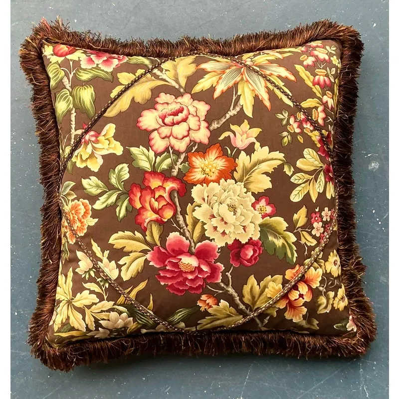 Vintage Regency Floral Caterpillar Trimmed Throw Pillow — additional photo 3