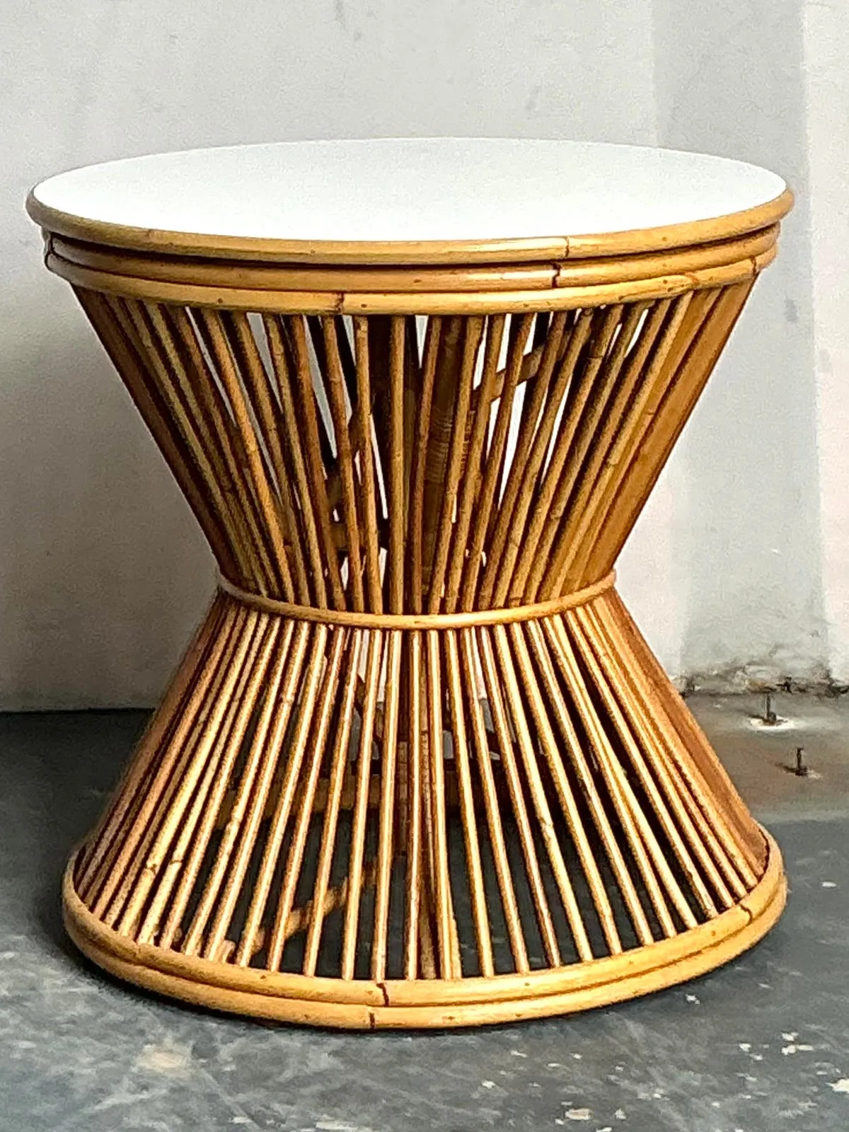 Vintage Boho Stick Rattan Side Table — additional photo 2