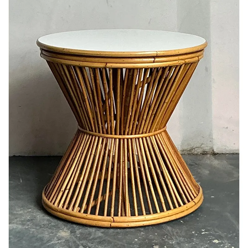 Vintage Boho Stick Rattan Side Table — additional photo 6