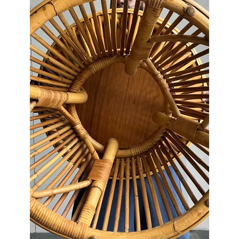 Vintage Boho Stick Rattan Side Table — additional photo 7