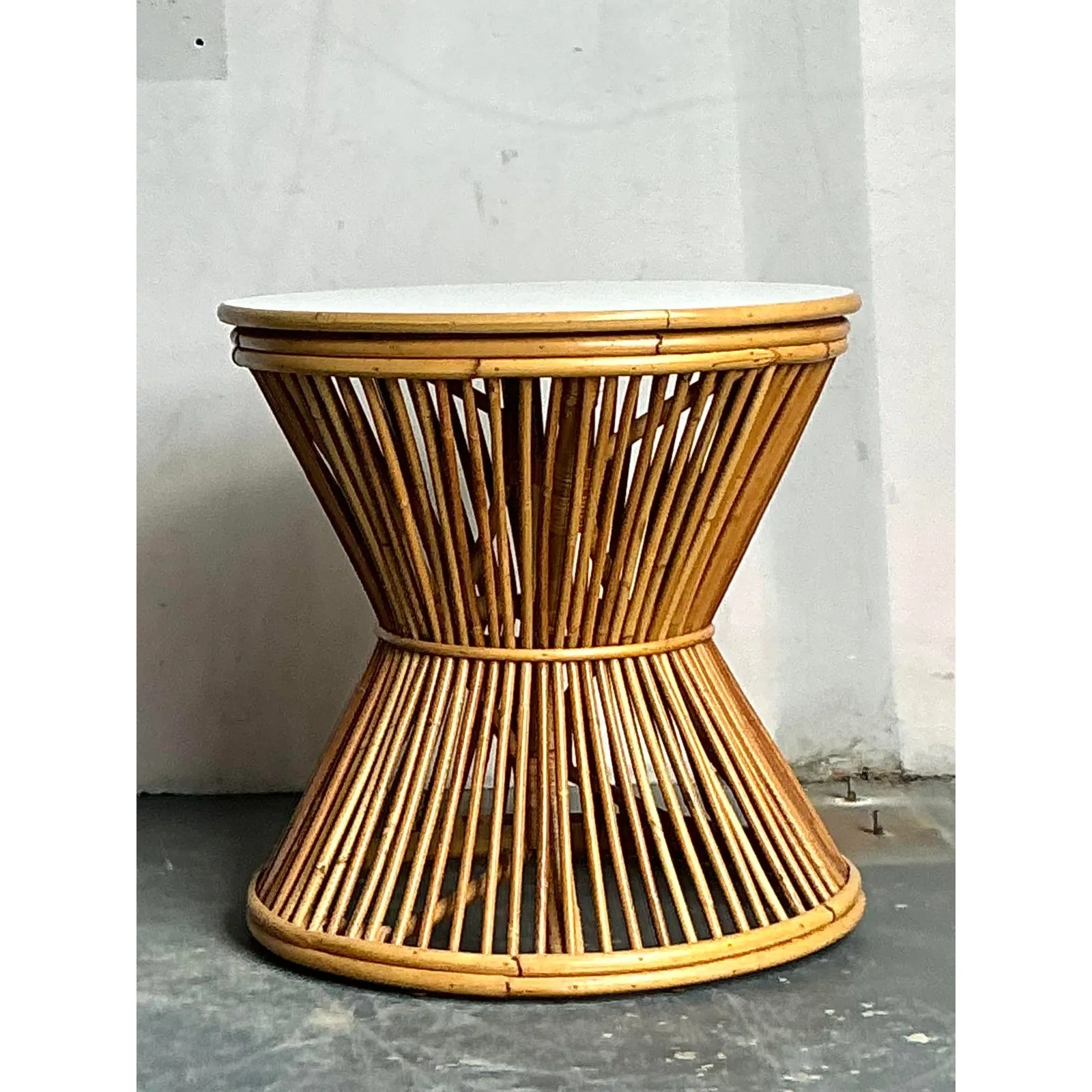 Vintage Boho Stick Rattan Side Table — additional photo 8