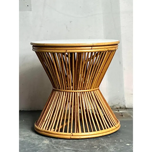 Vintage Boho Stick Rattan Side Table — additional photo 8