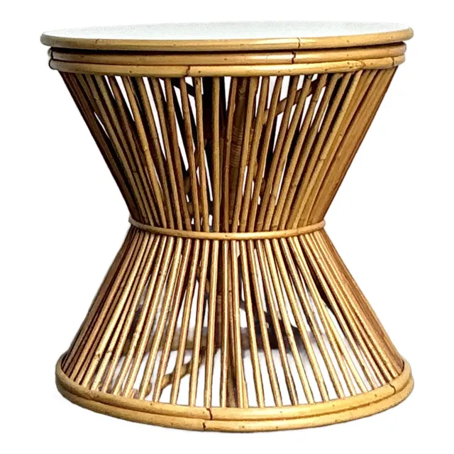 Vintage Boho Stick Rattan Side Table — additional photo 1