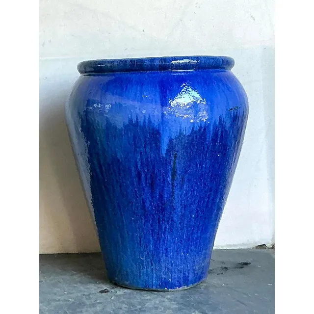 Vintage Boho Monumental Glazed Ceramic Urn — additional photo 8