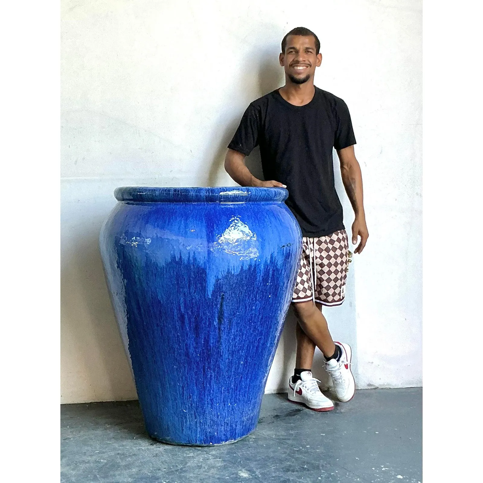 Vintage Boho Monumental Glazed Ceramic Urn — additional photo 5