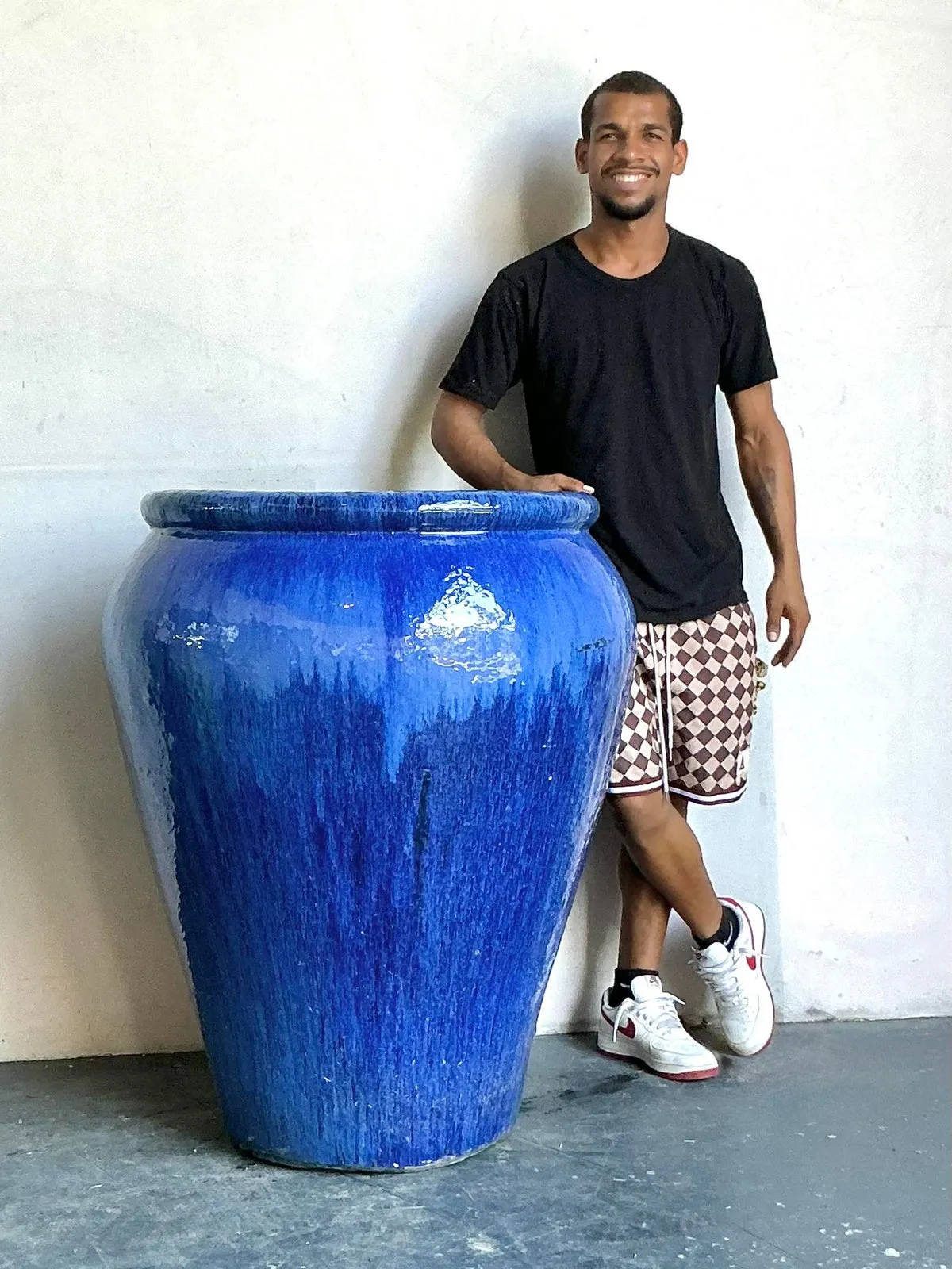 Vintage Boho Monumental Glazed Ceramic Urn — additional photo 5