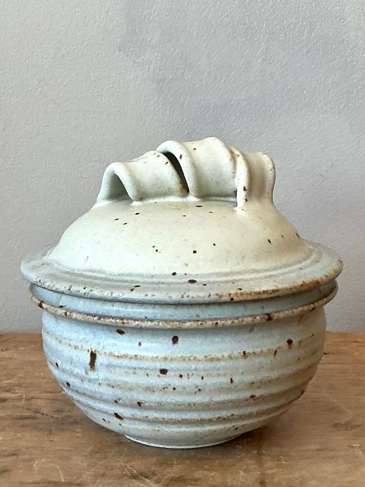 Vintage Boho Studio Pottery Lidded Bowl - Ceramic, 6.2W x 5.75H — additional photo 7