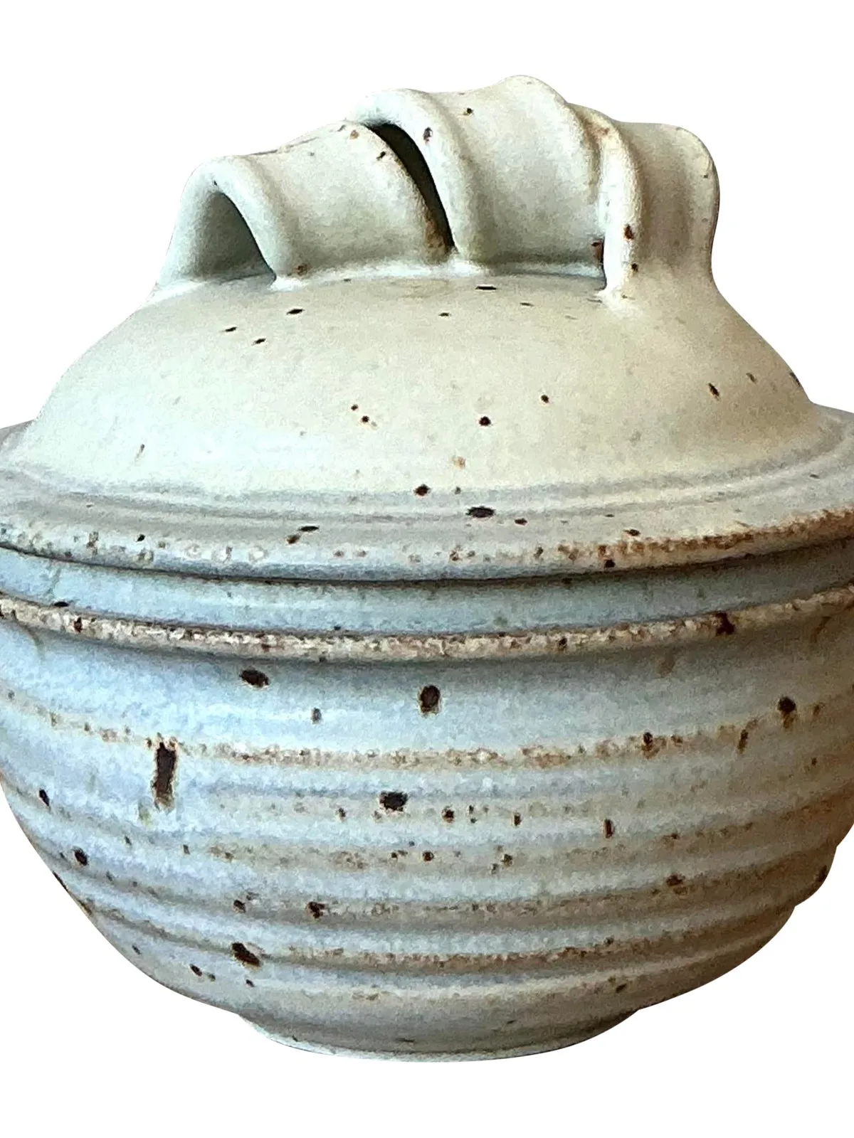Vintage Boho Studio Pottery Lidded Bowl - Ceramic, 6.2W x 5.75H