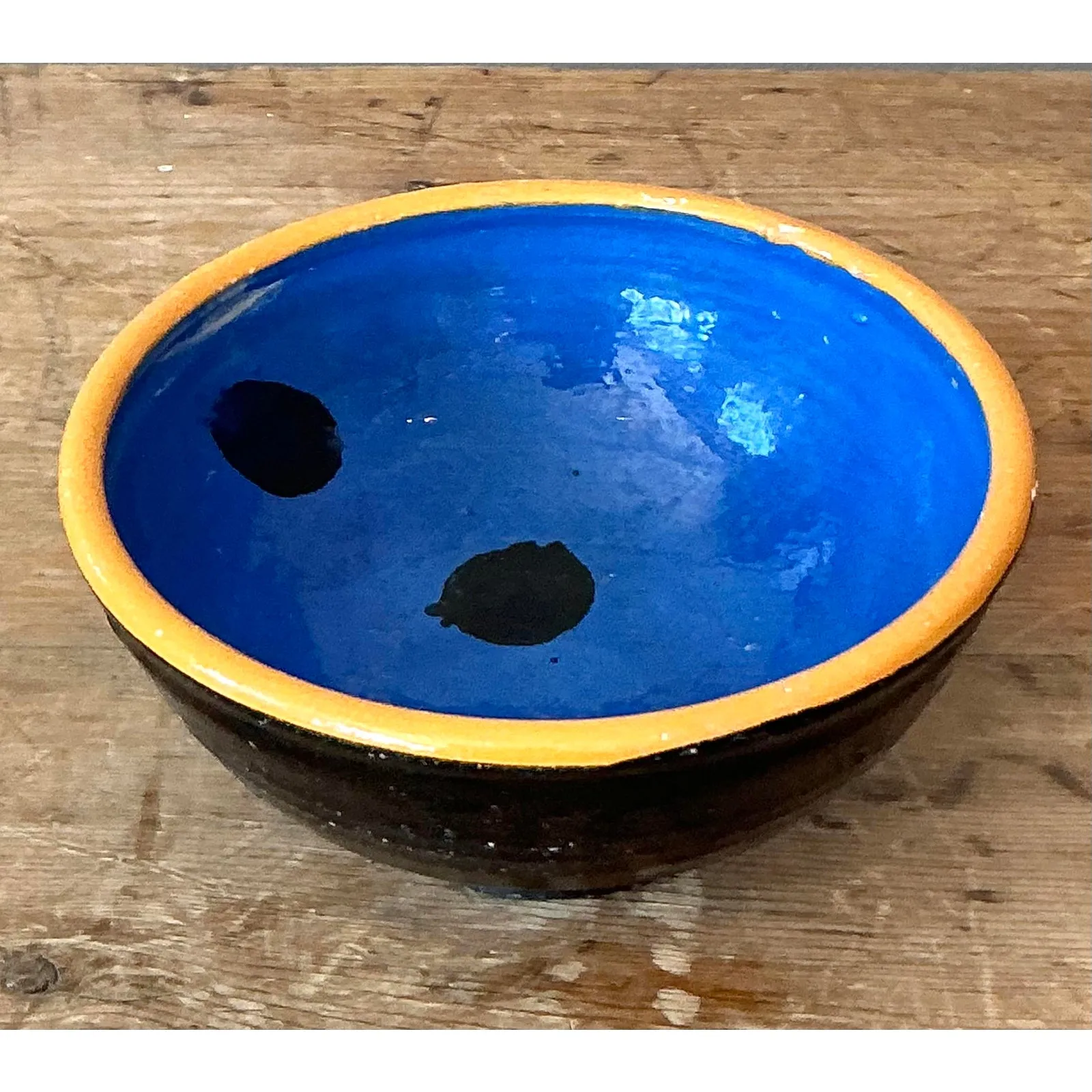 Vintage Boho Studio Pottery Polka Dot Bowl — additional photo 2