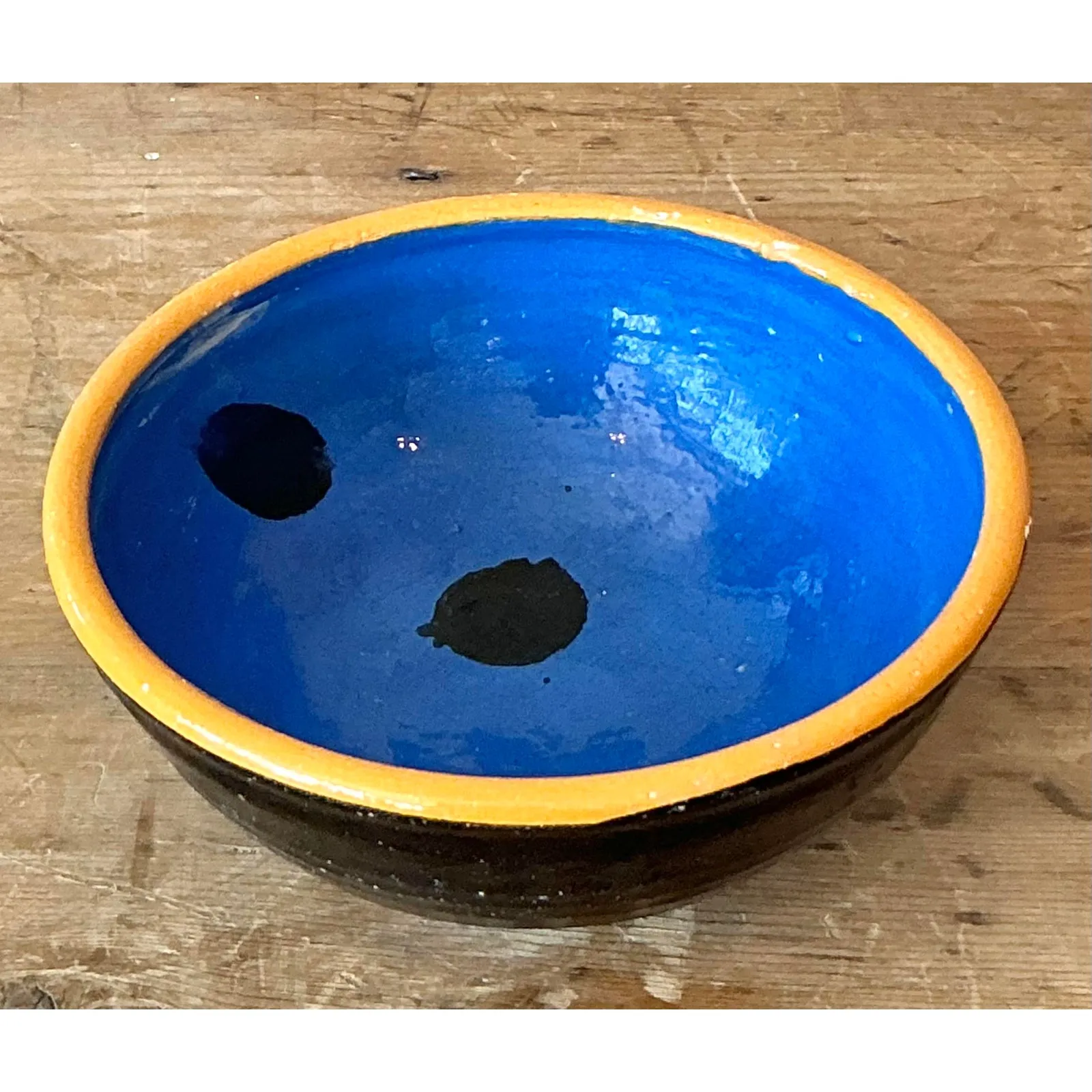 Vintage Boho Studio Pottery Polka Dot Bowl — additional photo 3