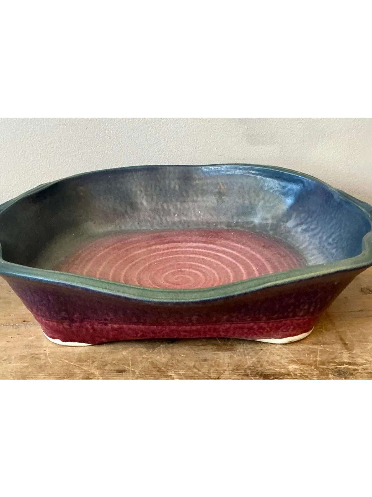 Vintage Boho Studio Pottery Bowl - Ceramic, 14.5W x 11H — additional photo 3