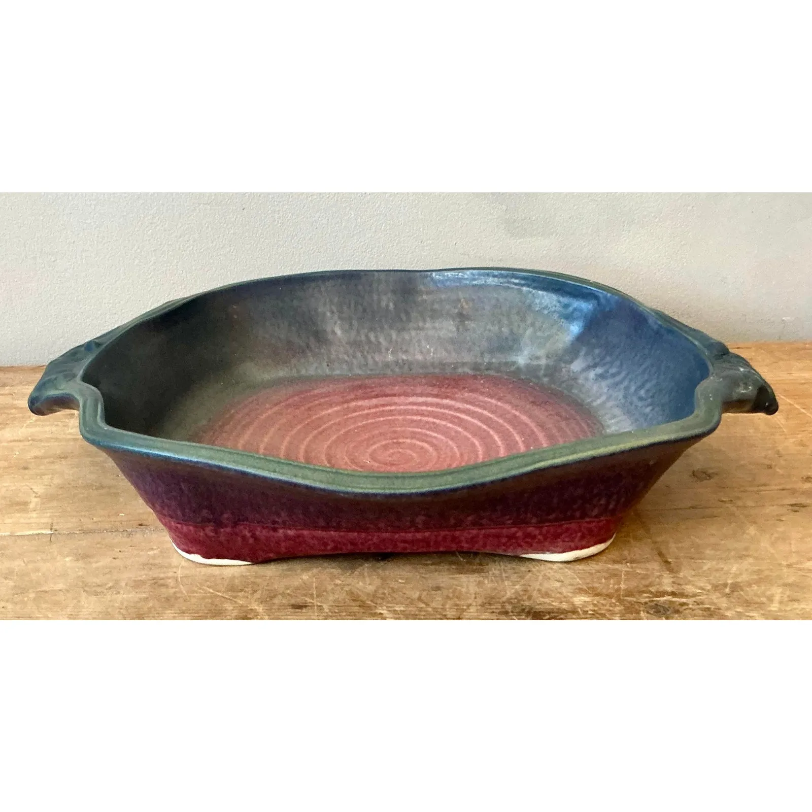 Vintage Boho Studio Pottery Bowl - Ceramic, 14.5W x 11H — additional photo 6