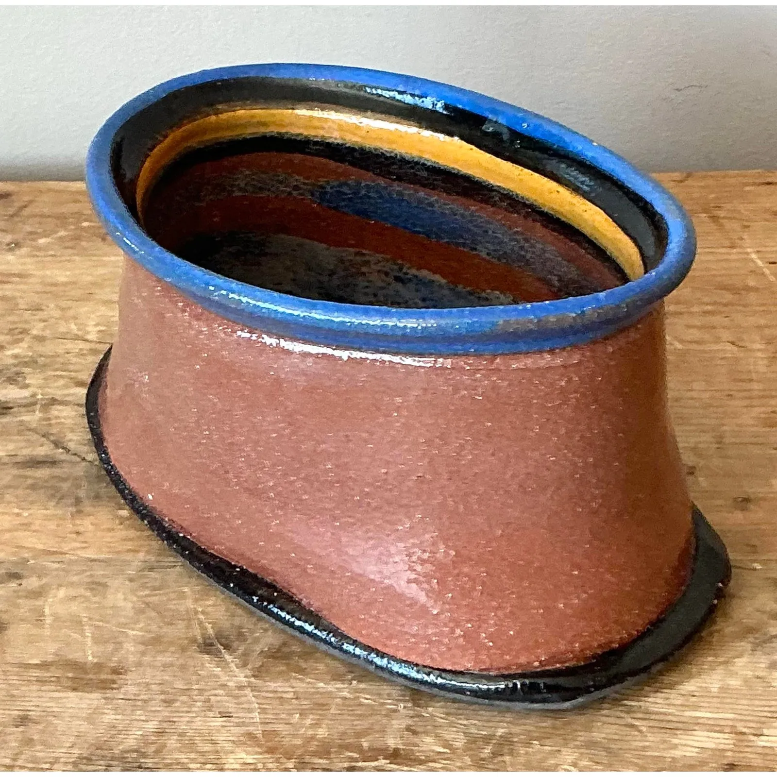 Vintage Boho Studio Pottery Oval Bowl — additional photo 3