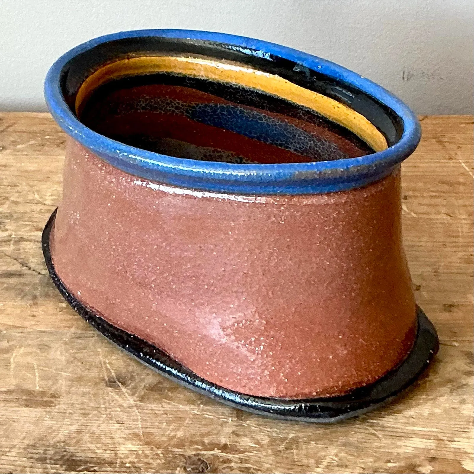 Vintage Boho Studio Pottery Oval Bowl — additional photo 7