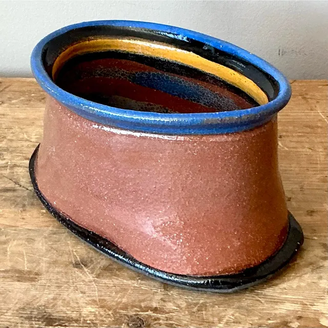 Vintage Boho Studio Pottery Oval Bowl — additional photo 7