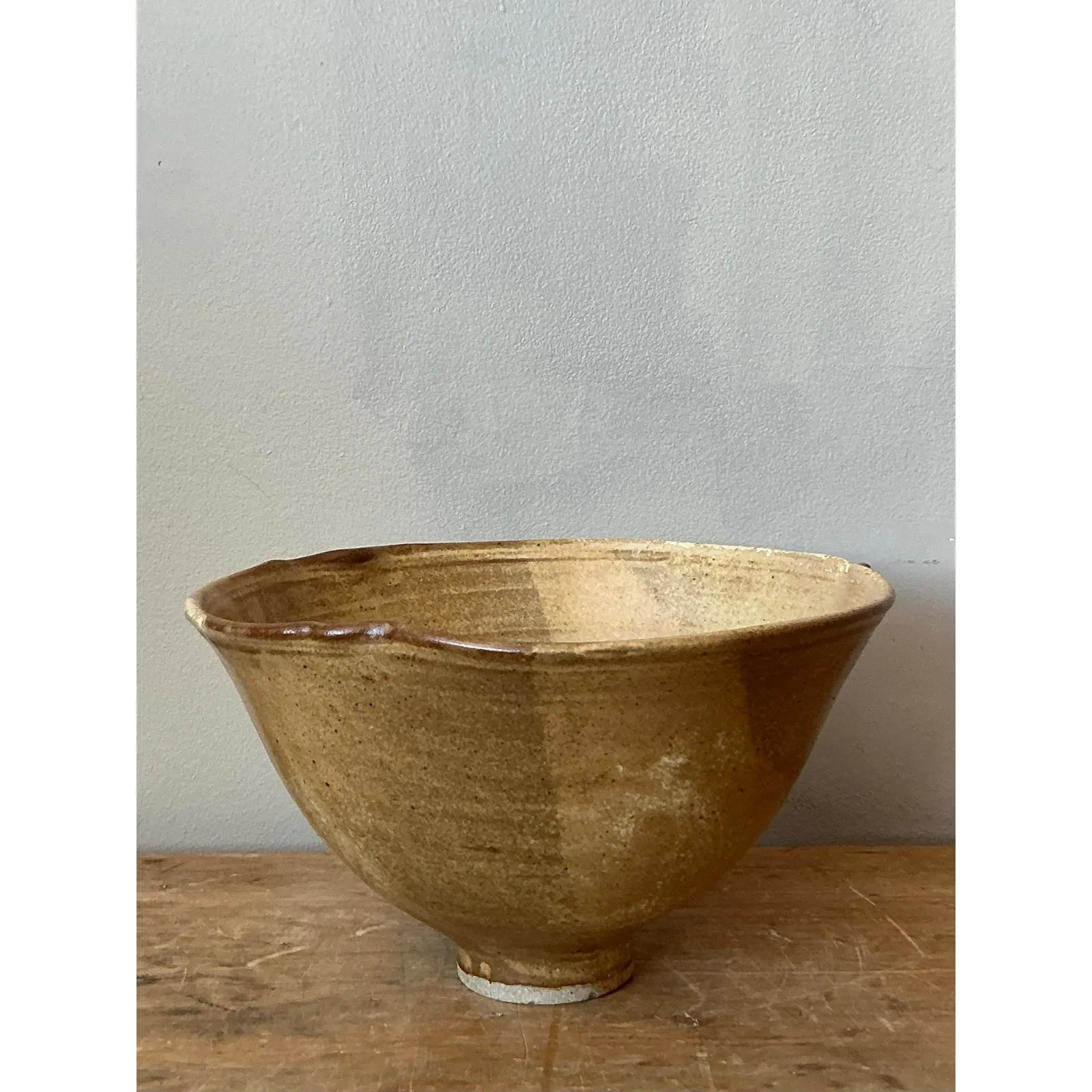 Vintage Boho Studio Pottery Bowl - Stoneware, 9.5W x 5.2H — additional photo 4