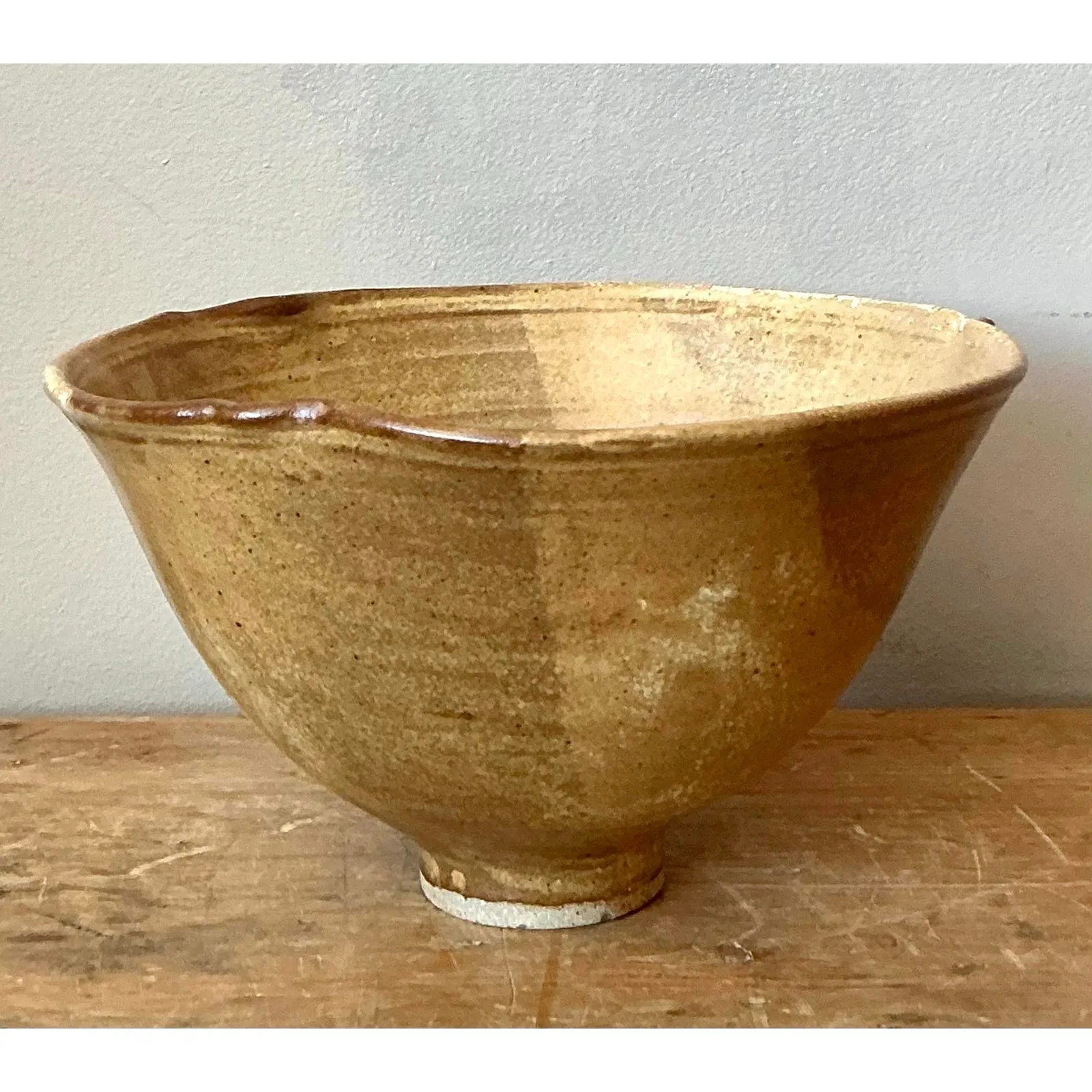 Vintage Boho Studio Pottery Bowl - Stoneware, 9.5W x 5.2H — additional photo 2