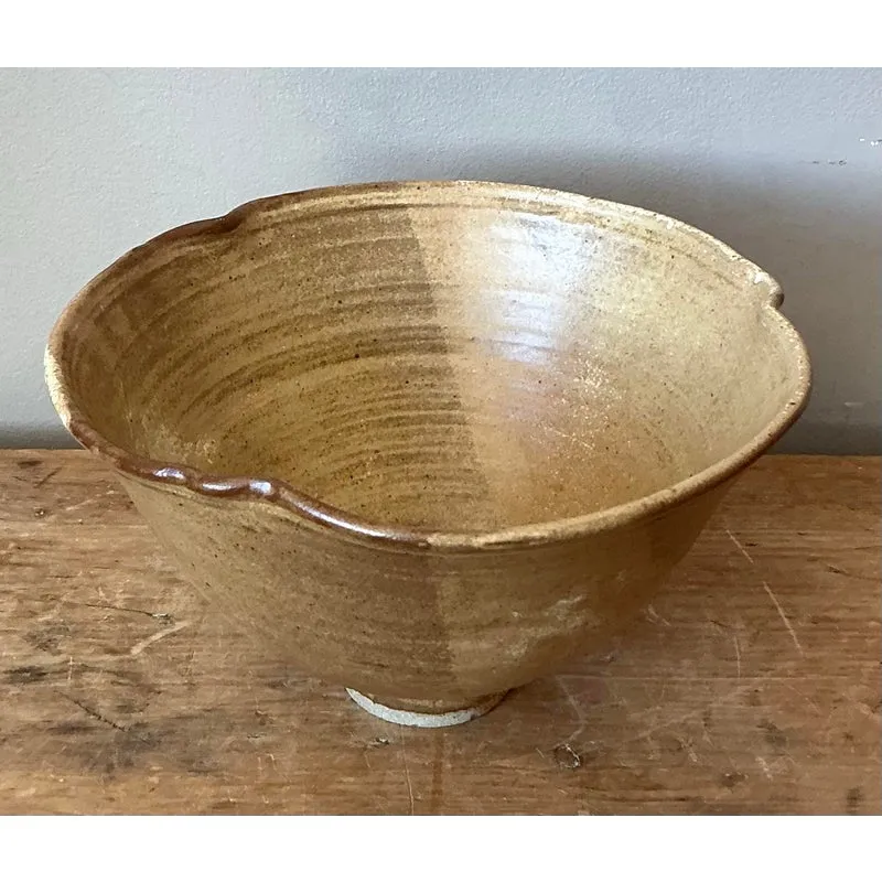 Vintage Boho Studio Pottery Bowl - Stoneware, 9.5W x 5.2H — additional photo 5
