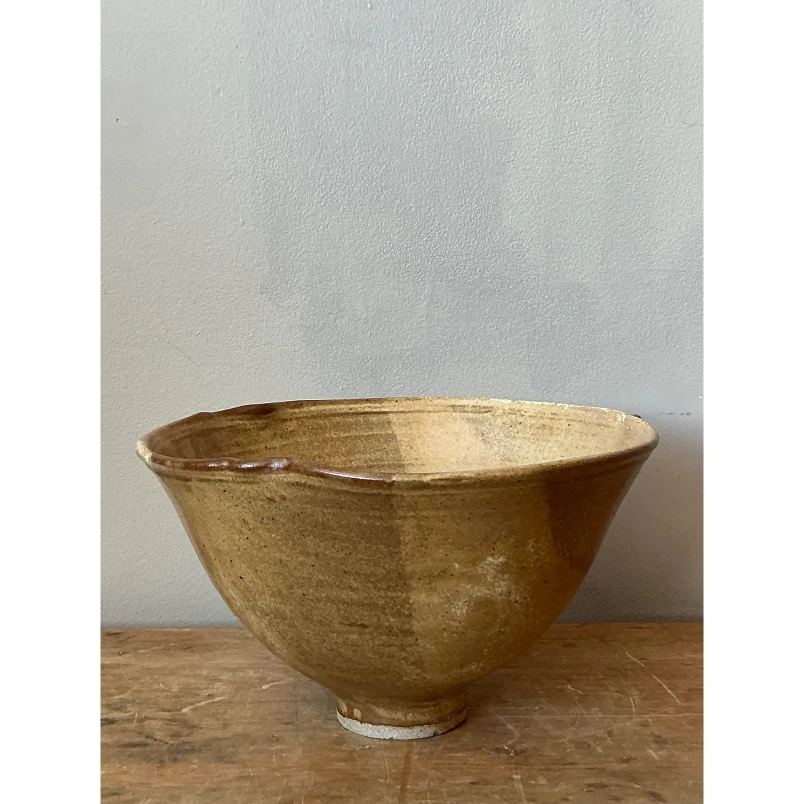 Vintage Boho Studio Pottery Bowl - Stoneware, 9.5W x 5.2H — additional photo 7