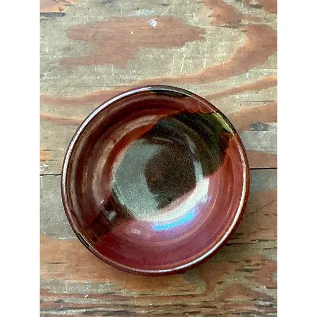 Vintage Boho Studio Pottery Bowl - Stoneware, 7.5W x 2.2H — additional photo 2