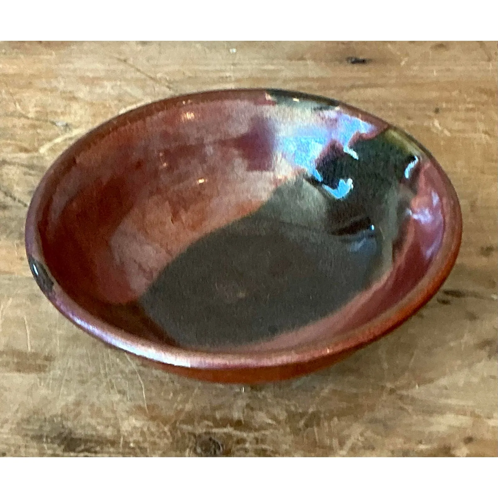 Vintage Boho Studio Pottery Bowl - Stoneware, 7.5W x 2.2H — additional photo 3