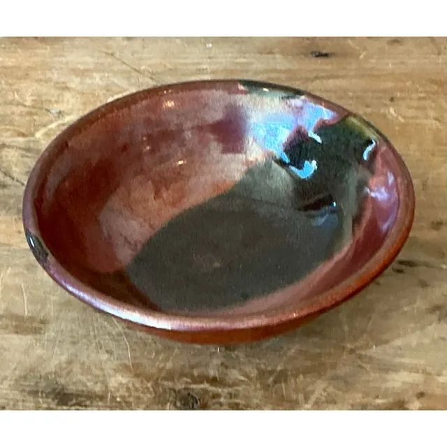 Vintage Boho Studio Pottery Bowl - Stoneware, 7.5W x 2.2H — additional photo 3
