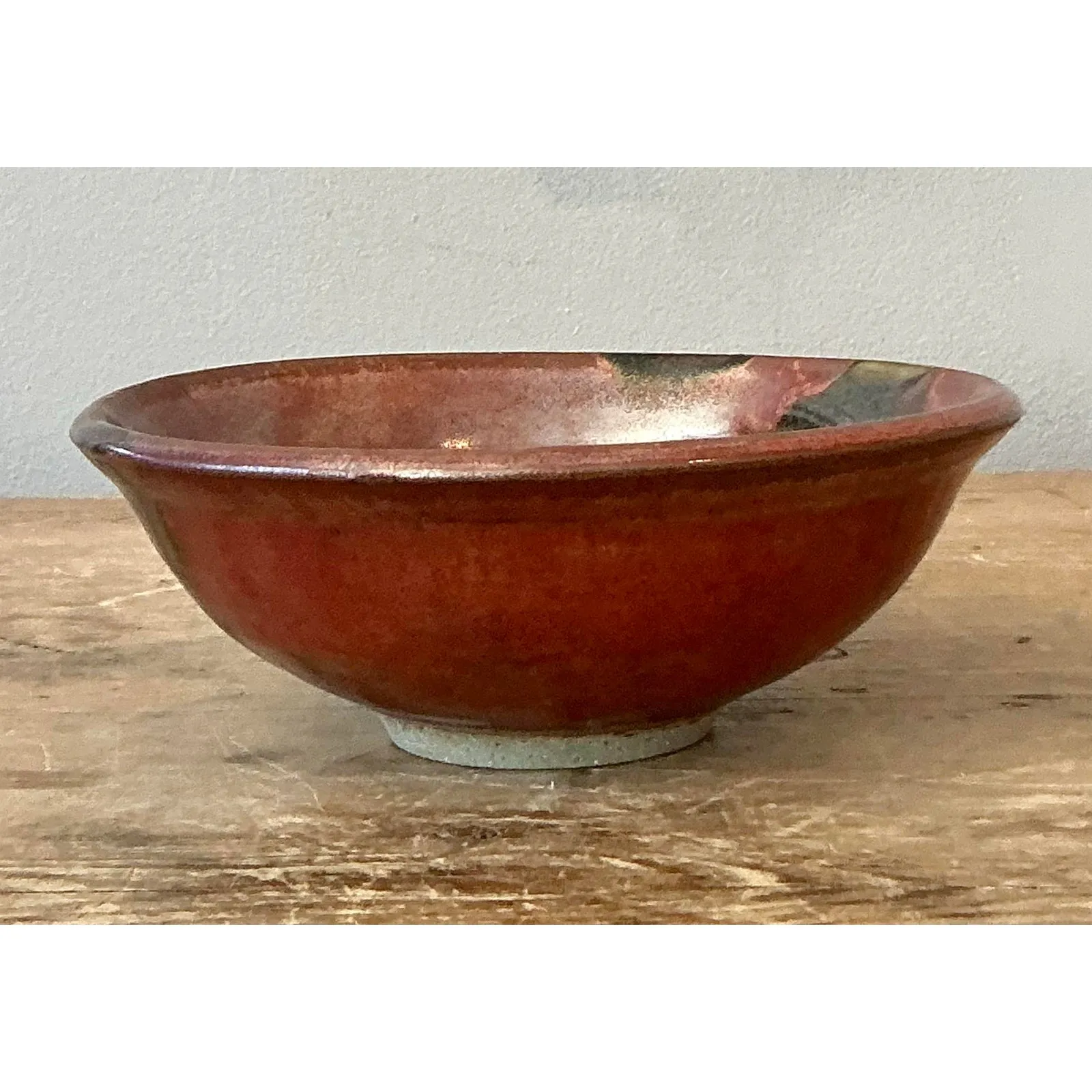 Vintage Boho Studio Pottery Bowl - Stoneware, 7.5W x 2.2H — additional photo 4