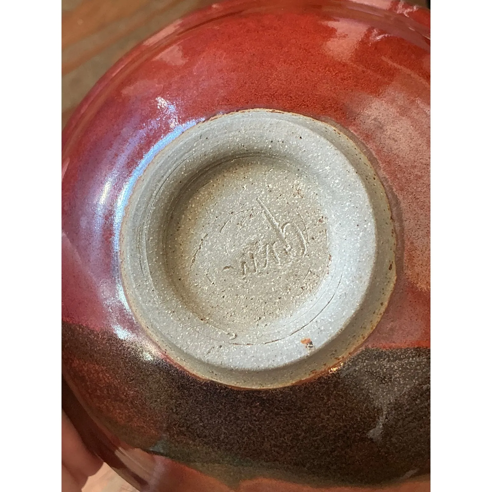 Vintage Boho Studio Pottery Bowl - Stoneware, 7.5W x 2.2H — additional photo 5