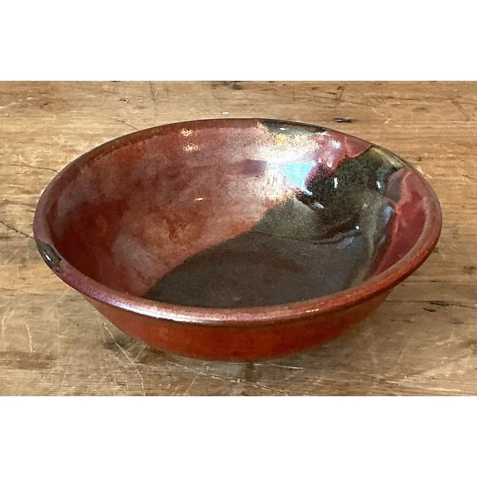 Vintage Boho Studio Pottery Bowl - Stoneware, 7.5W x 2.2H — additional photo 7