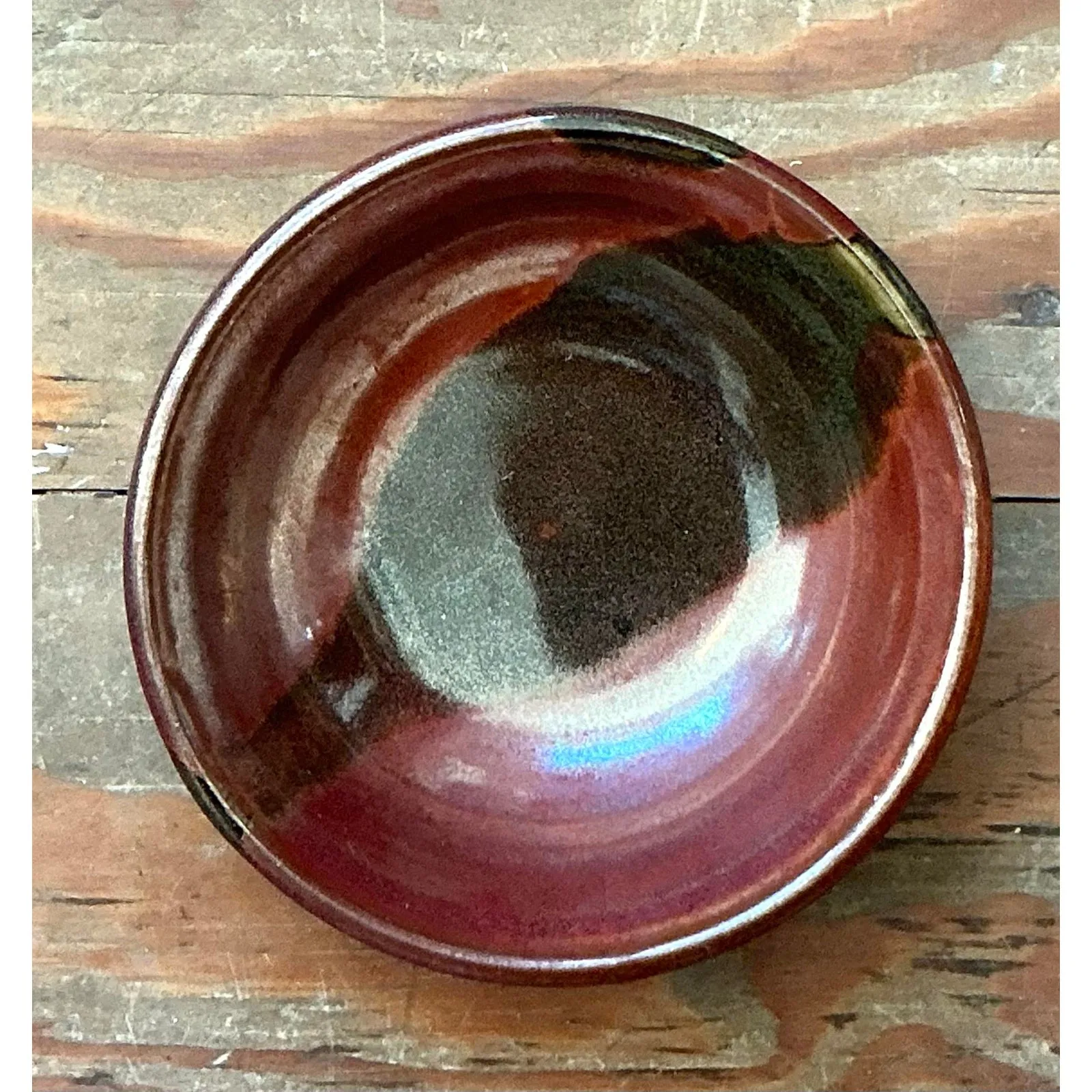 Vintage Boho Studio Pottery Bowl - Stoneware, 7.5W x 2.2H — additional photo 8