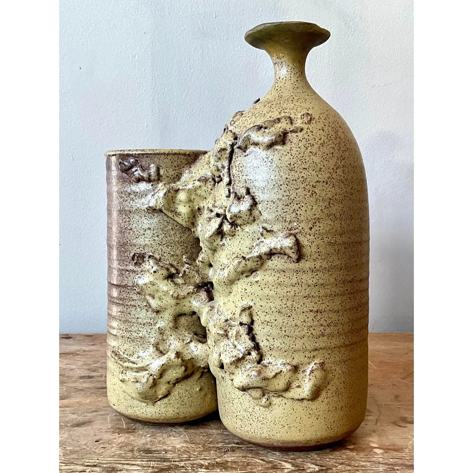 Vintage Boho Abstract Studio Pottery Vase - Ceramic, 8W x 11.5H — additional photo 8