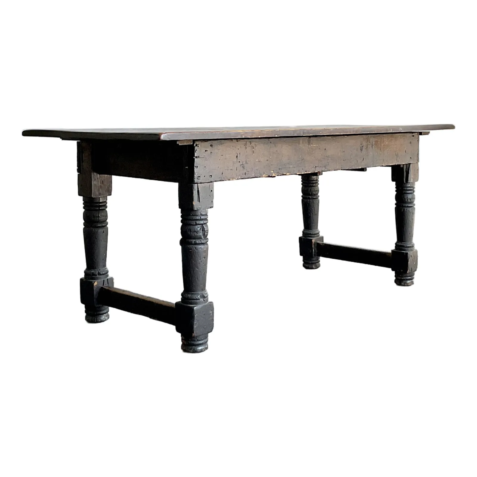 Vintage Boho 19th Century Turned Wood Library Table — additional photo 1