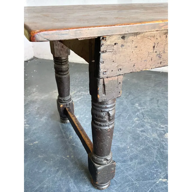 Vintage Boho 19th Century Turned Wood Library Table — additional photo 5