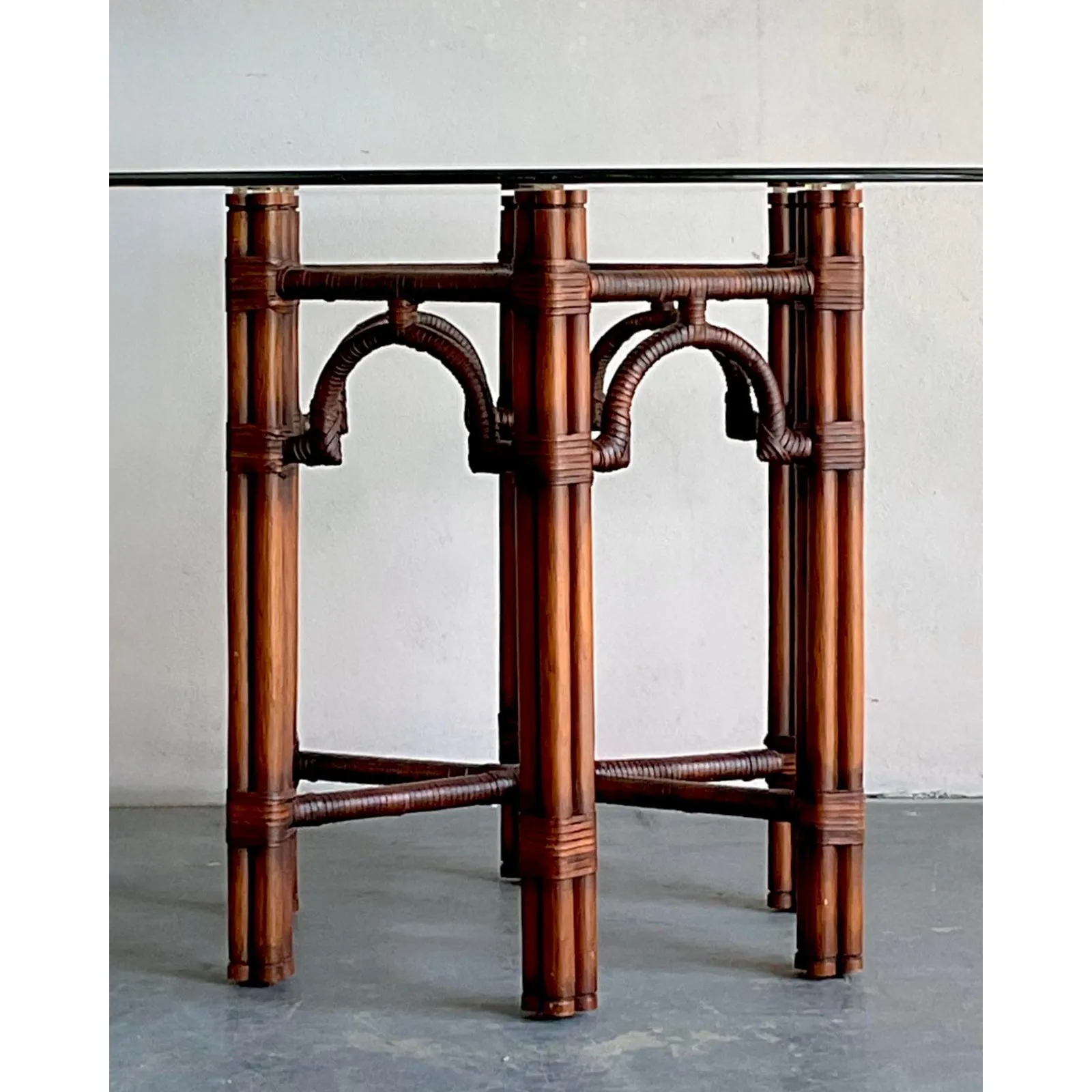 Vintage Boho Ficks Reed Rattan Loop Back Dining Set of 5 — additional photo 5
