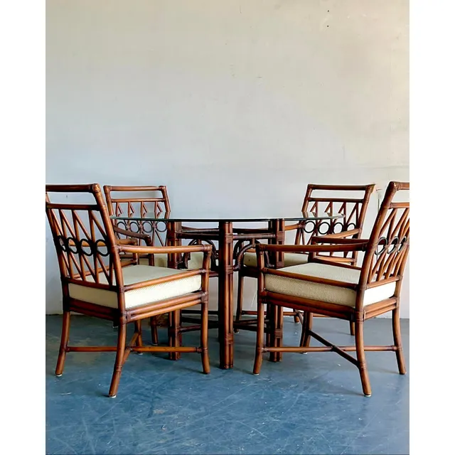 Vintage Boho Ficks Reed Rattan Loop Back Dining Set of 5 — additional photo 2