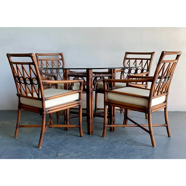 Vintage Boho Ficks Reed Rattan Loop Back Dining Set of 5 — additional photo 1