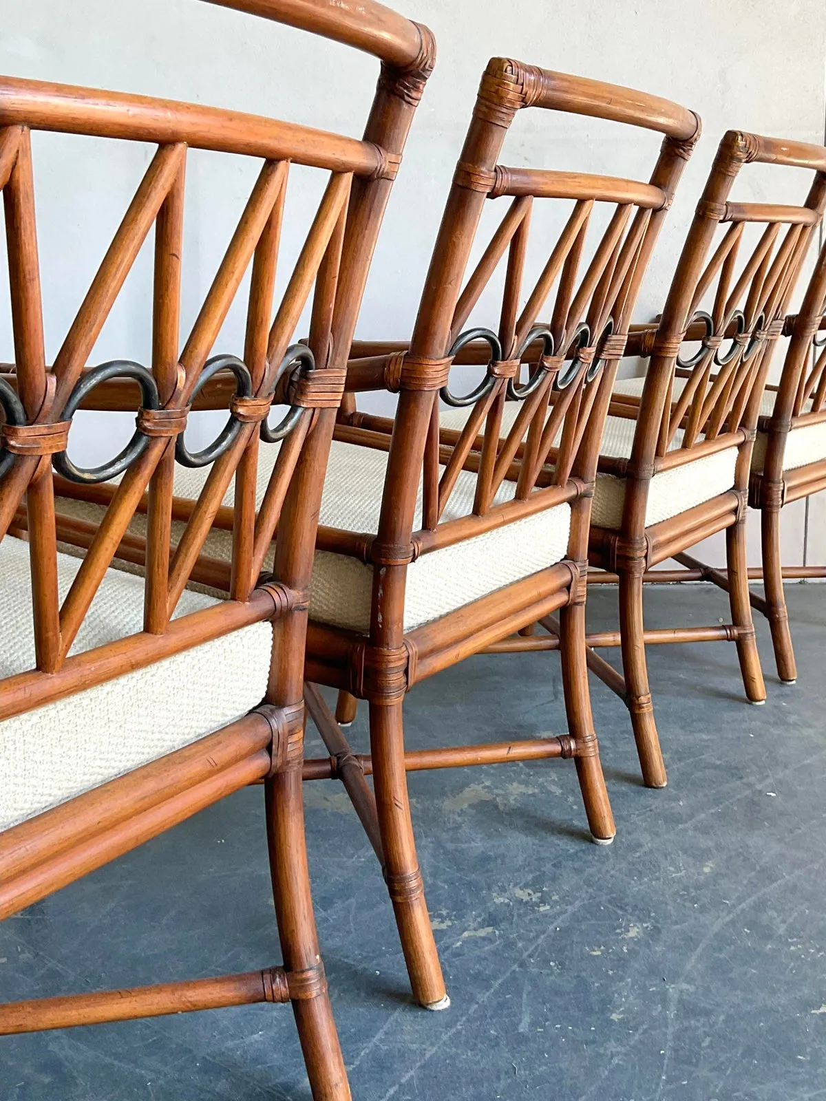 Vintage Boho Ficks Reed Rattan Loop Back Dining Set of 5 — additional photo 6