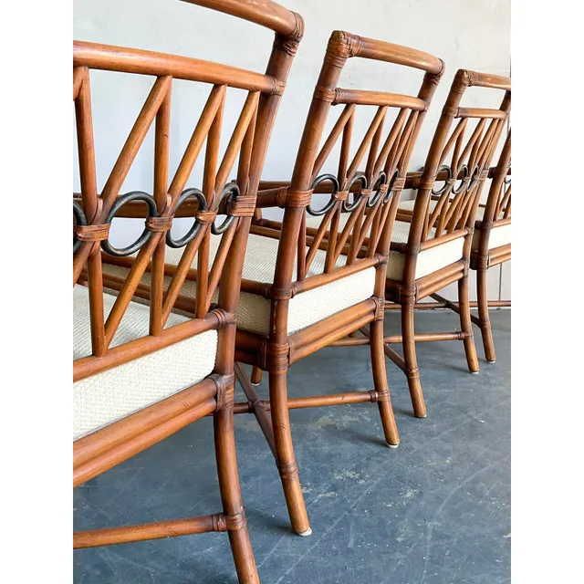 Vintage Boho Ficks Reed Rattan Loop Back Dining Set of 5 — additional photo 6