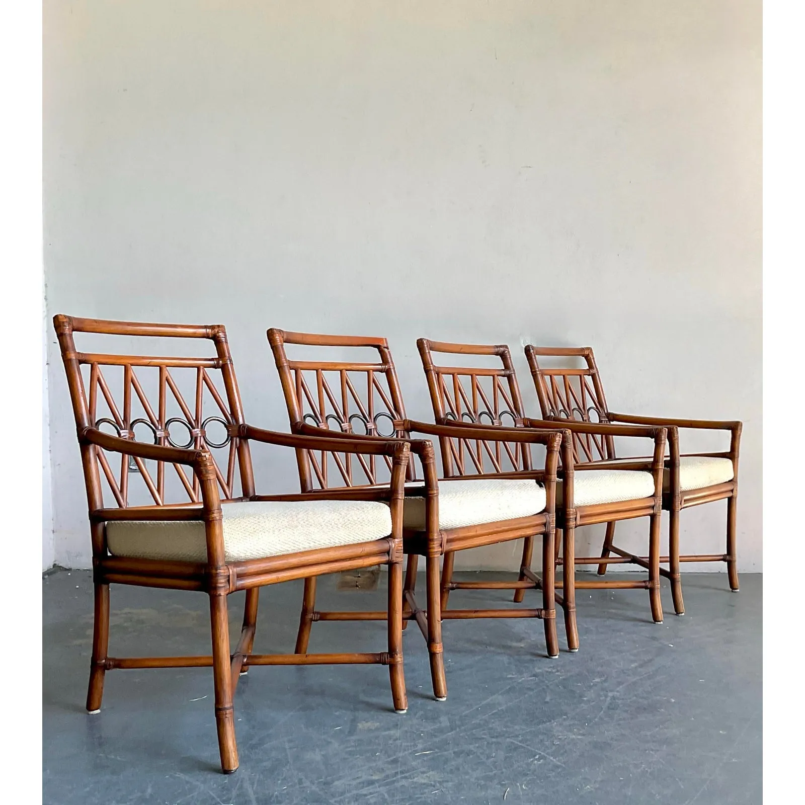 Vintage Boho Ficks Reed Rattan Loop Back Dining Set of 5 — additional photo 3