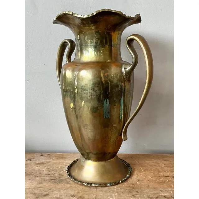 Vintage Boho Ruffle Brass Vase — additional photo 3