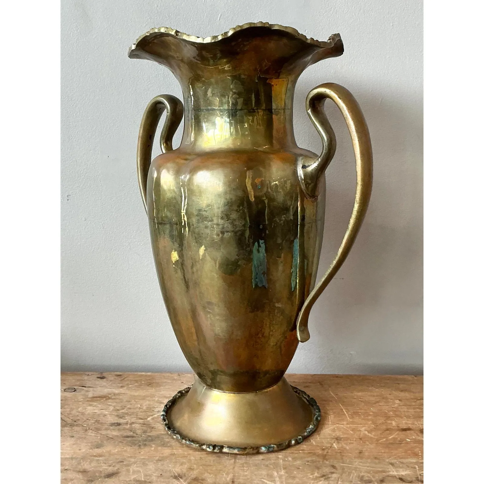 Vintage Boho Ruffle Brass Vase — additional photo 4