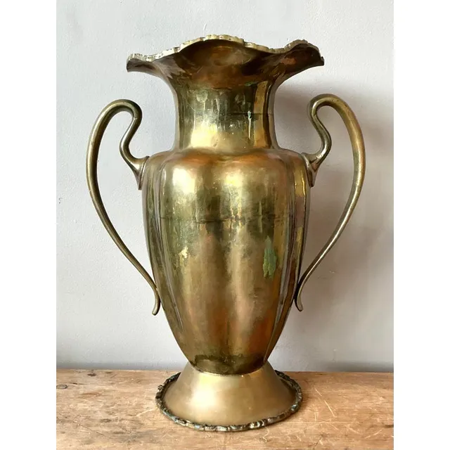 Vintage Boho Ruffle Brass Vase — additional photo 5