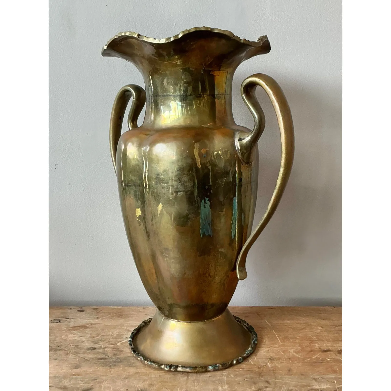 Vintage Boho Ruffle Brass Vase — additional photo 6