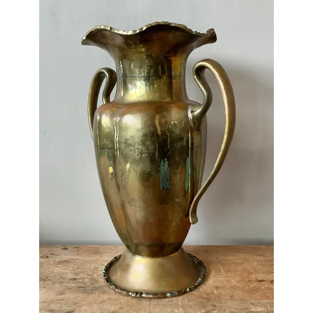 Vintage Boho Ruffle Brass Vase — additional photo 6