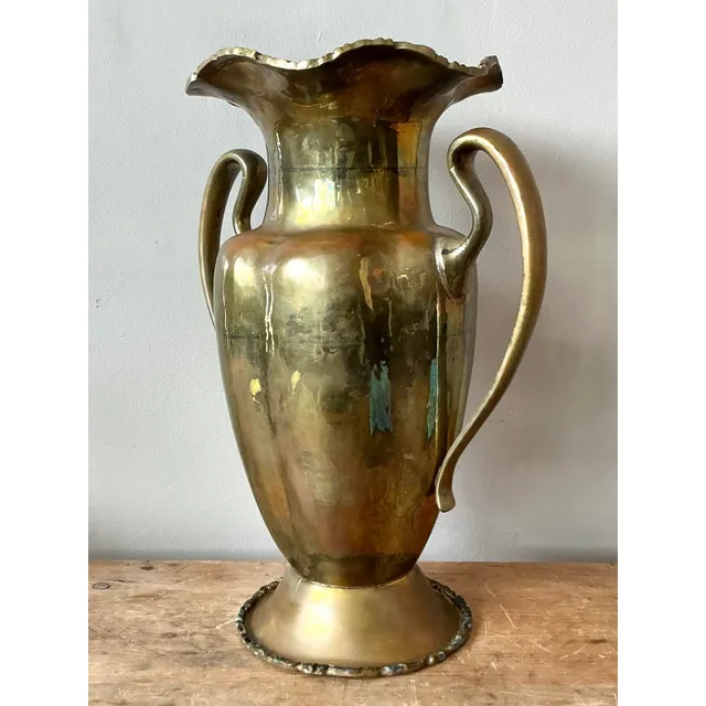 Vintage Boho Ruffle Brass Vase — additional photo 7