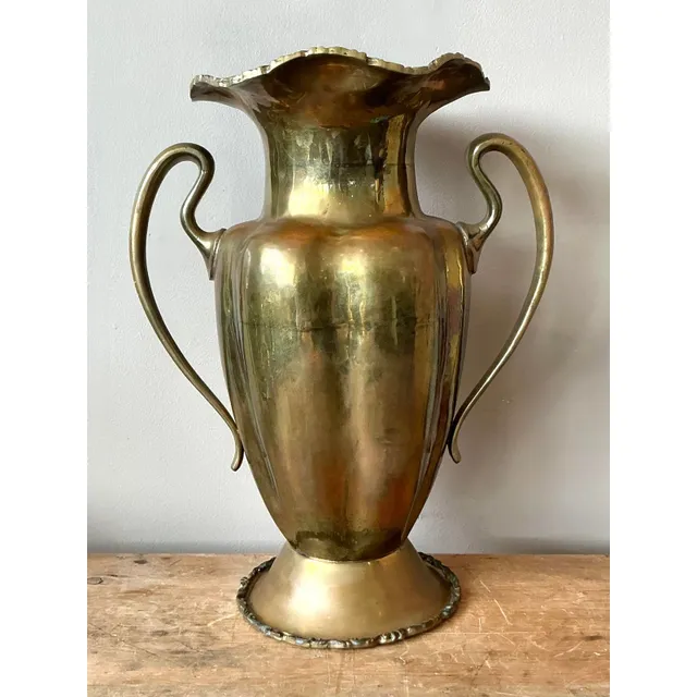 Vintage Boho Ruffle Brass Vase — additional photo 8