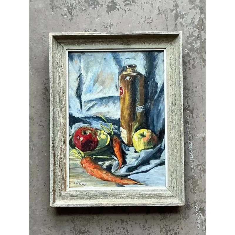 Vintage Boho Original Still Life Oil on Canvas — additional photo 4