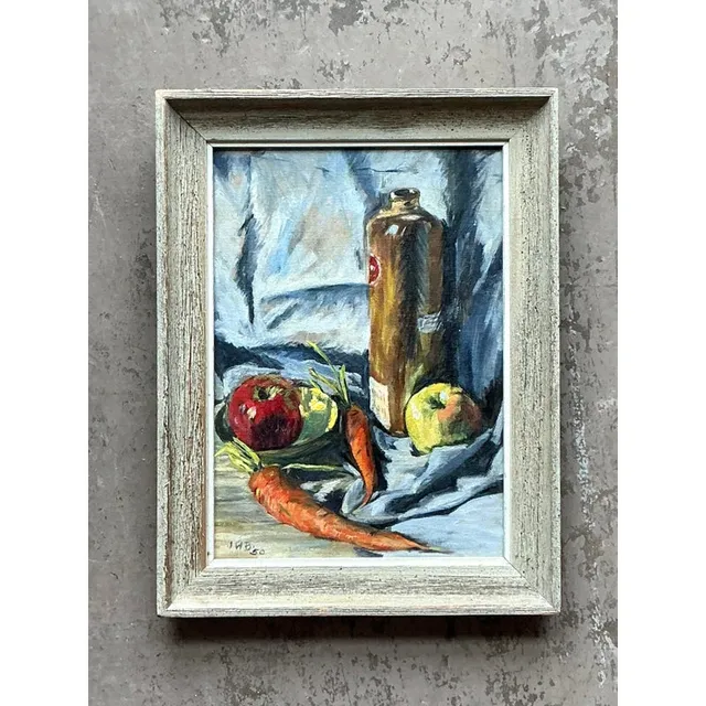 Vintage Boho Original Still Life Oil on Canvas — additional photo 5