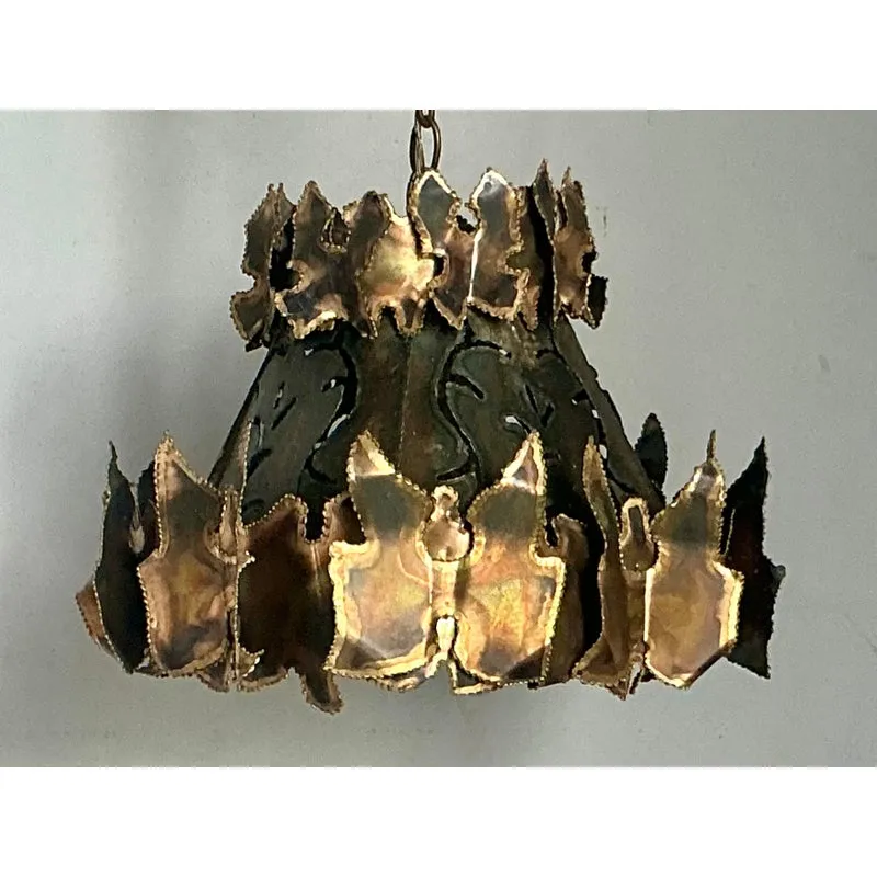 Vintage MCM Torch Cut Chandelier After Tom Greene — additional photo 1